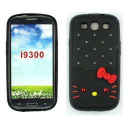 Samsung Galaxy S3 Diamond Kitty Case (Black)
